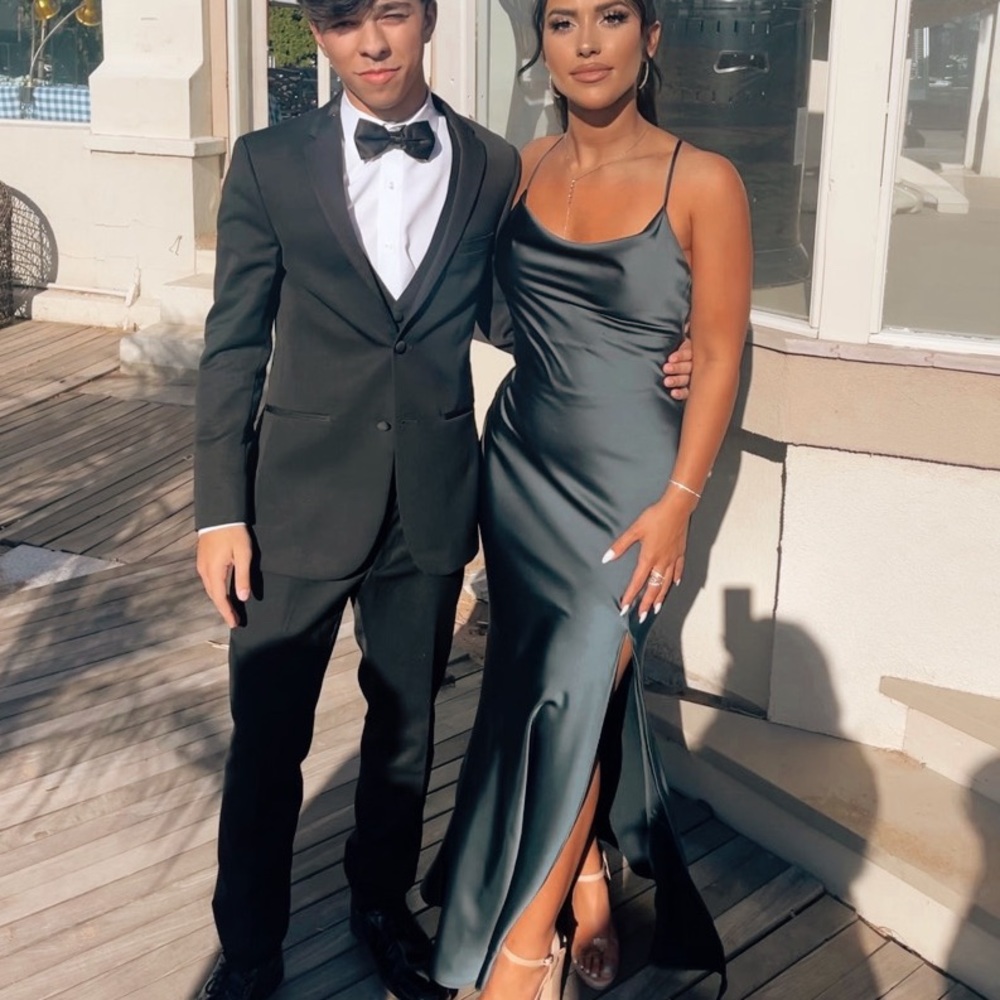 Forest Green Long Formal Gown with slit